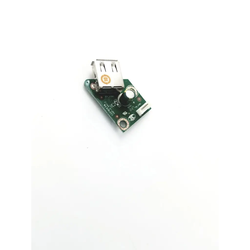 Green circuit board with silver usb port and electronic components in tyco electronics usb stick board e011688