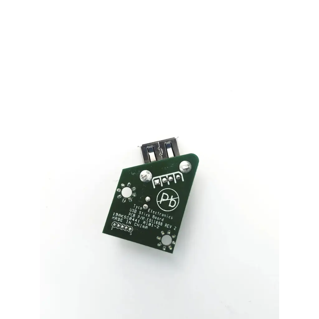 Green tyco electronics usb stick board with black connector and silver screws for reliable electronics usb stick use