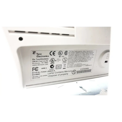 White plastic back panel of tyco elo touch screen resistive touch monitor model et1515l-7cwa-1-rmck-g