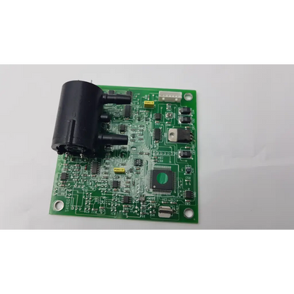 Green ultrasonic oxygen module pcb board 30-00600-30 rev c with black cylindrical component and various electronic parts