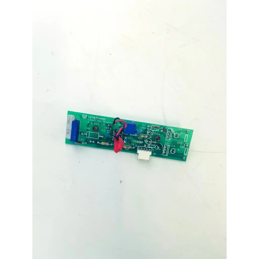 Green uniphase light pc board 005-136 with blue and red wires attached for bbcb3-9d 22523sm applications