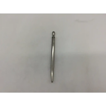 Silver metal screwdriver bit with rounded tip and engraved markings for v mueller walther dilator catheter use