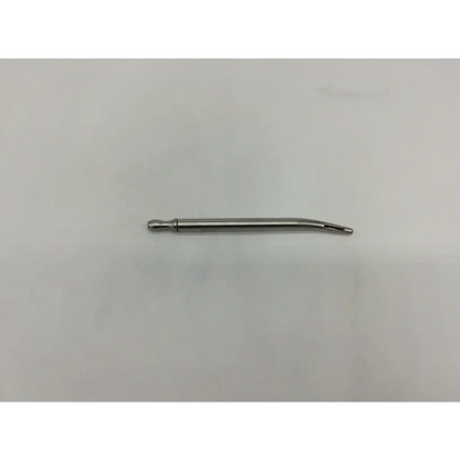 A sleek metallic walther dilator catheter with a slender curved tip and cylindrical handle for precise dilation