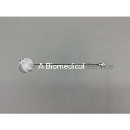 Silver otis bougies medical needle with mirror finish, spherical cross-hatched head, and olive tip tapered 10fr