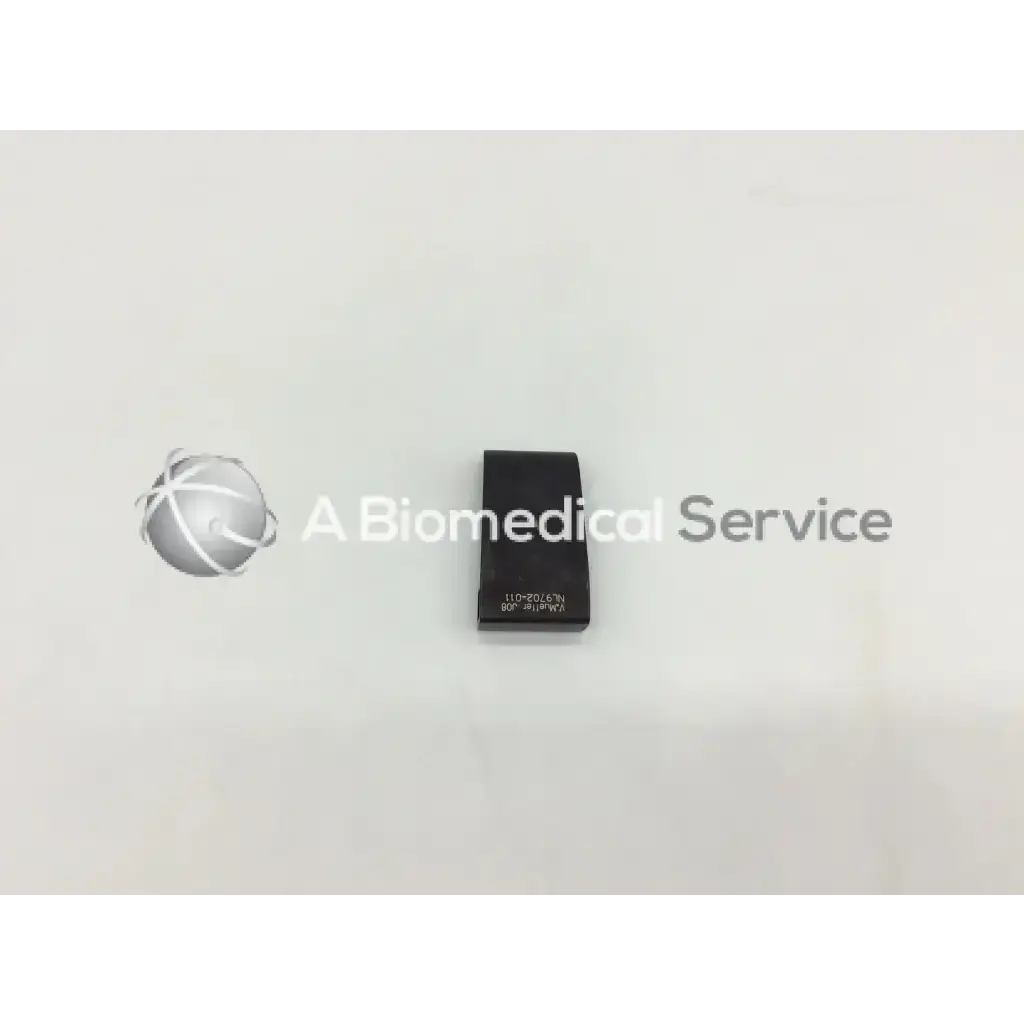 Black rectangular medical calibration block with engraved markings for mueller nl9702-011 retractor blade use