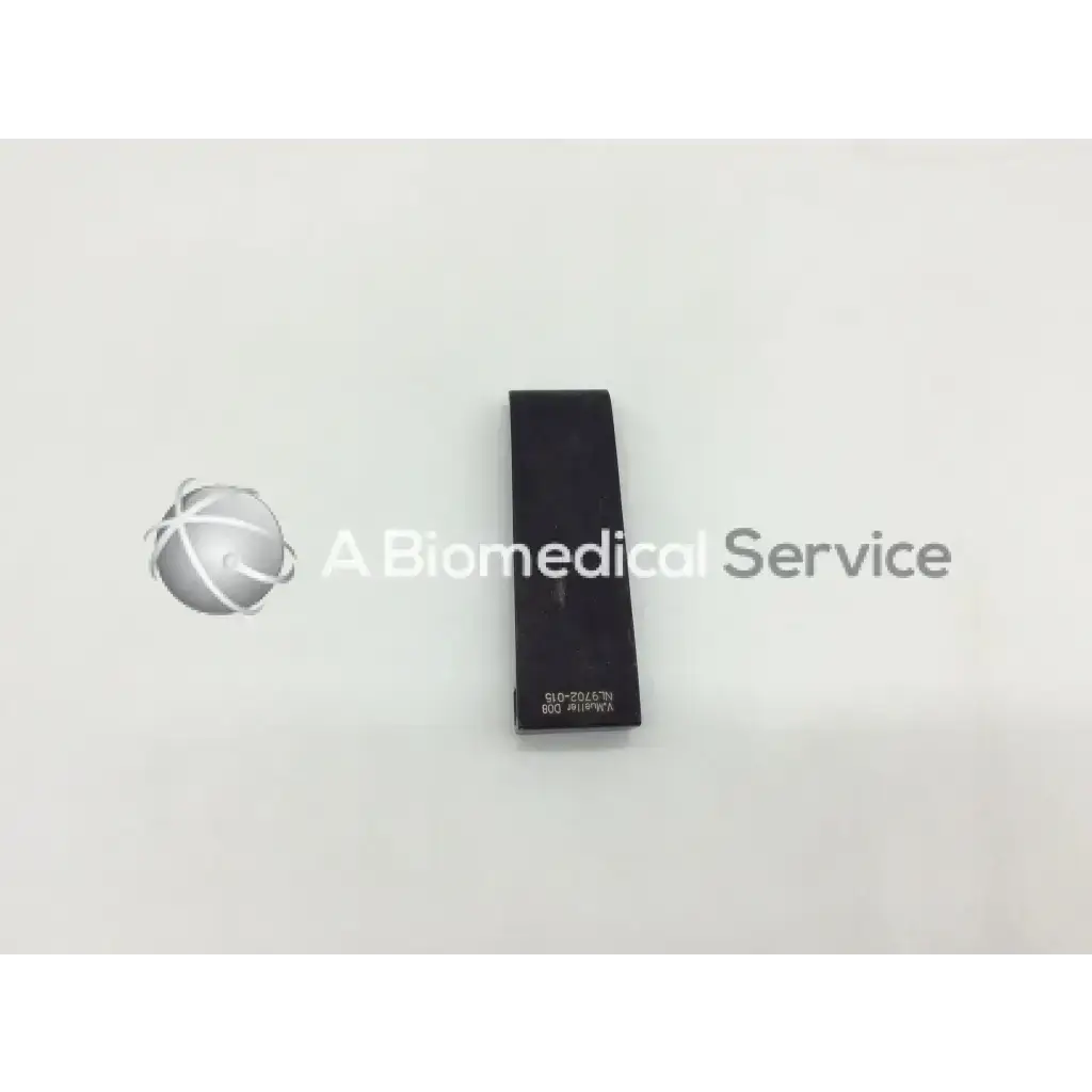 Black rectangular v mueller mcculloch retractor blade with engraved serial number and model code visible on back side