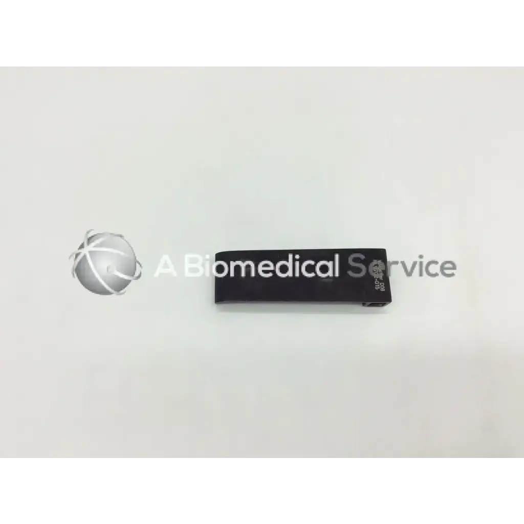 Black rectangular biomedical mcculloch retractor blade with silver logo and text for surgical use by v mueller