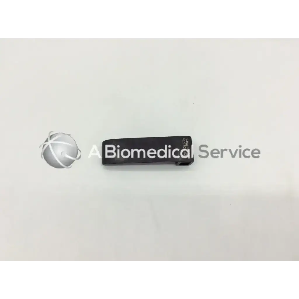 Black rectangular V. Mueller NL9702-023 retractor blade with small connector designed for medical surgical use