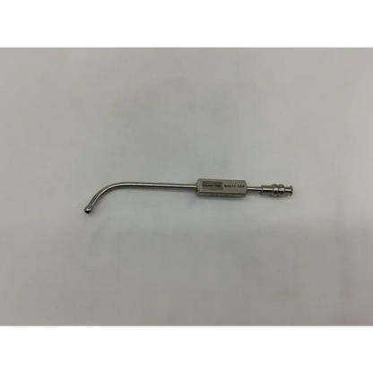 Silver v mueller rh551-434 suction tube handle long curve non-vented with slender metal shaft and cylindrical handle