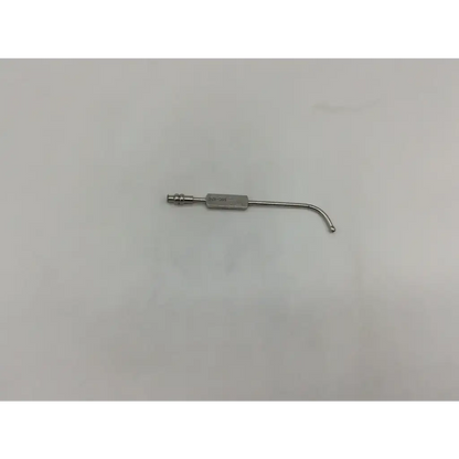 Silver V Mueller RH551-434 suction tube handle long curve with slender metal tip and engraved rectangular handle bec-048