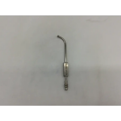 Silver V. Mueller RH551-434 suction tube handle long curve with slender metal shaft and rectangular non-vented handle