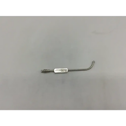 Silver v mueller suction tube handle long curve non-vented with curved metallic tip and engraved rectangular label