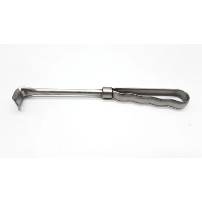 V mueller su 3470 stainless steel soft tissue grasper abdominal instrument with curved serrated handle and angled blade