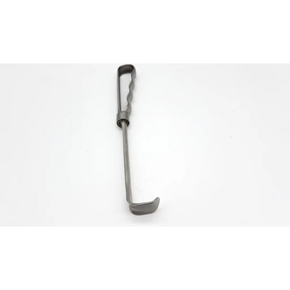 Silver v.mueller su-3470 soft tissue grasper abdominal instrument with twisted handle and curved blade surgical tool