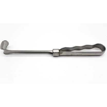 Stainless steel v.mueller su-3470 soft tissue grasper with curved ergonomic handle and polished finish for abdominal use