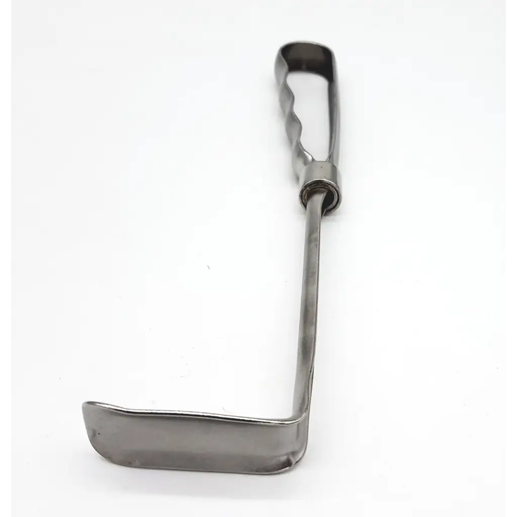 Silver v.mueller richardson appendectomy retractor with twisted handle and flat curved blade for appendectomy use
