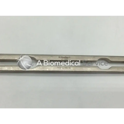 Silver metallic mueller su3021 balfour center blade surgical instrument with engraved branding and polished finish