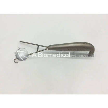 Silver mueller su3600 berens retractor surgical instrument with curved handle and spherical wire-wrapped head