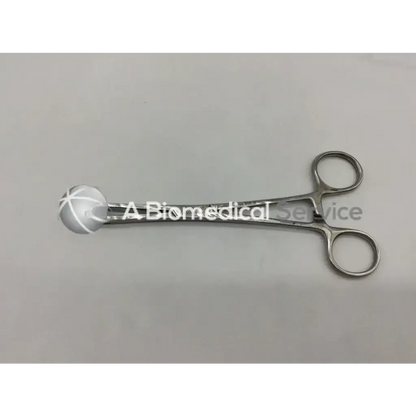 Silver mueller su3960 lahey surgical clamp with rounded textured ball and two circular handles in stainless steel