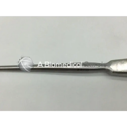 A sleek stainless steel v.mueller su3992 deschamps ligature carrier with a polished finish and rounded spherical tip