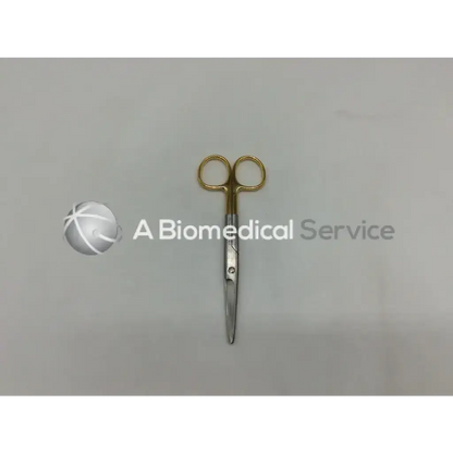 V mueller surgical vital mayo dissecting scissors with gold handles and polished metallic blades for precision cutting