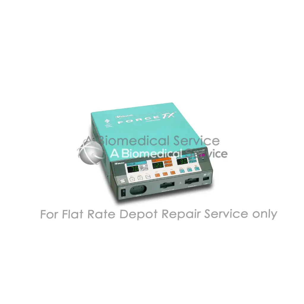 Teal and gray valleylab force fxc electrosurgical unit with digital display and buttons for medical equipment repair service