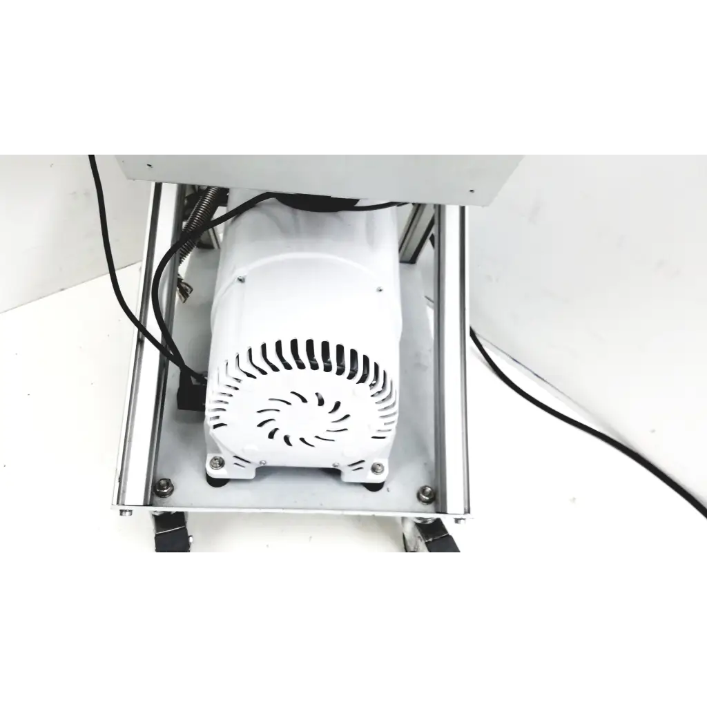 White motor with circular vented grille and metallic frame on turbo-v 301-ag navigator vacuum pump system