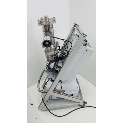 Stainless steel turbo-v 301-ag navigator vacuum pump system with visible wiring and control components on a metallic stand
