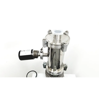 Stainless steel diaphragm pump with black motor housing and white plastic fittings in turbo-v 301-ag navigator system