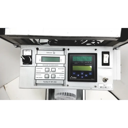 White control panel with digital displays and buttons for varian turbo-v 301-ag navigator vacuum pump system