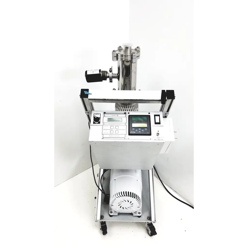 White laboratory turbo-v 301-ag navigator vacuum pump with stainless steel chamber and digital control panel