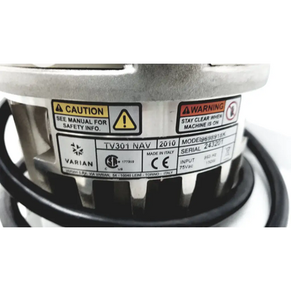 Silver metallic turbo-v 301-ag navigator industrial motor with black coiled cable made in Italy for vacuum pump system