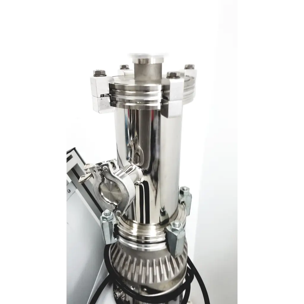 Shiny stainless steel turbo-v 301-ag navigator industrial pump with cylindrical body and flanged connections