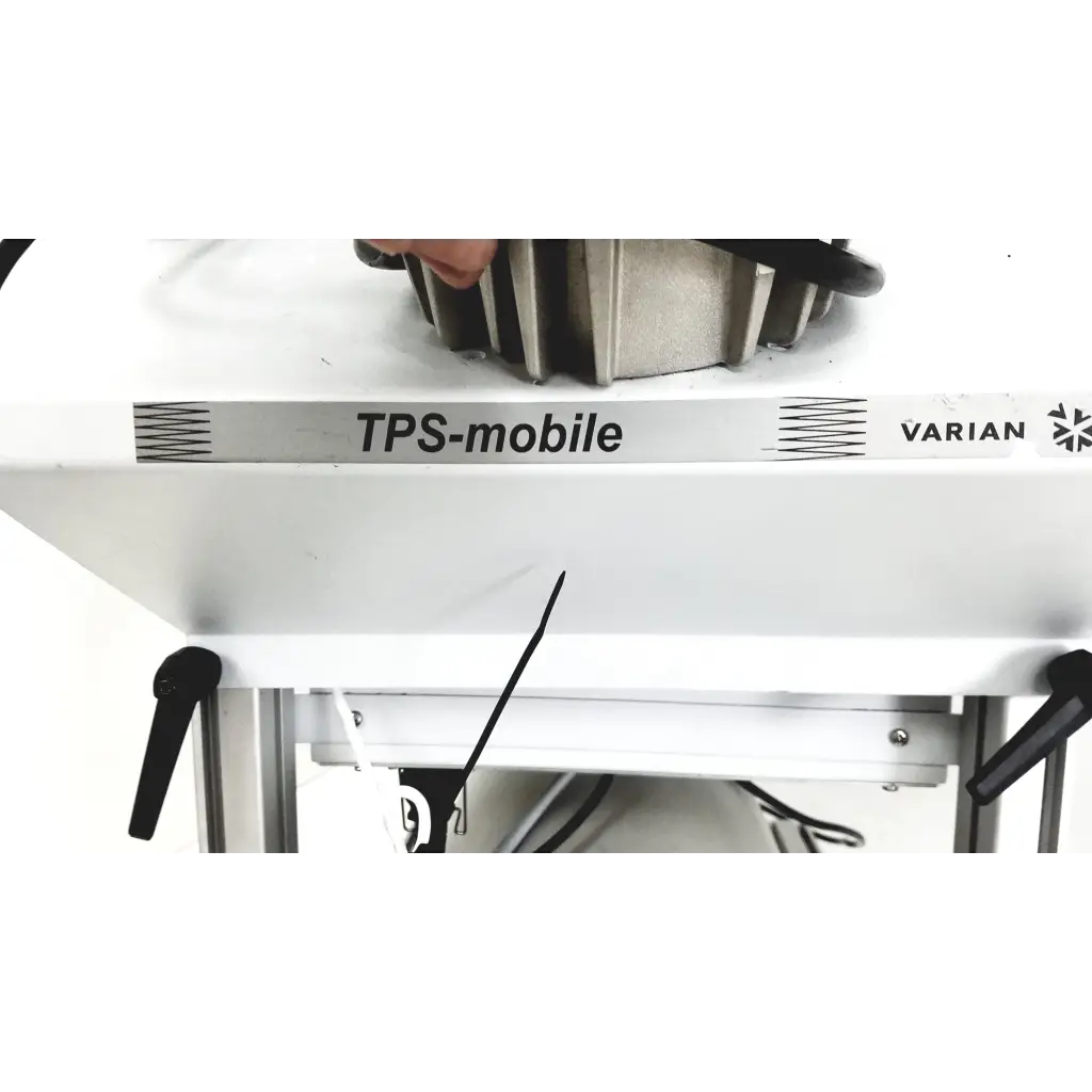 White Varian turbo-v 301-ag navigator vacuum pump system with Agilent IDP15 dry scroll pump and cart front view