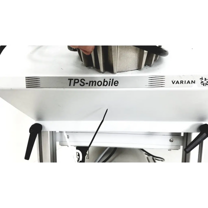 White Varian turbo-v 301-ag navigator vacuum pump system with Agilent IDP15 dry scroll pump and cart front view