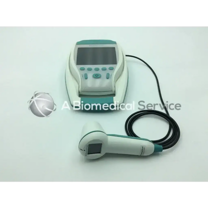 Teal and white verathon bladderscan bvi 9400 portable bladder scanner with digital display screen handheld device