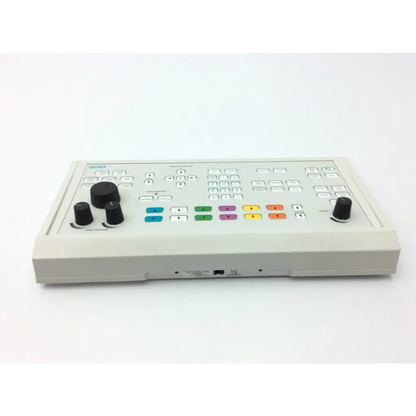 Beige rectangular viasys healthcare vs control panel with black knobs and colorful blue green purple yellow orange buttons