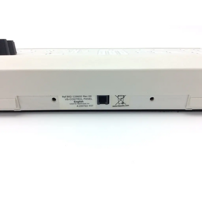 White plastic viasys healthcare emg vs-control panel back with black ethernet port and printed healthcare emg specifications