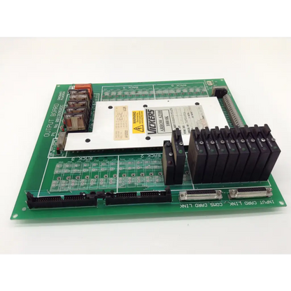 Green vickers arrow a2100 pcb-fsc-471-95 industrial output board with black relay modules and silver connectors