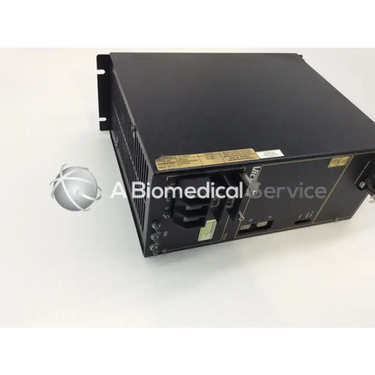 Black metal rear panel of vickers psr4/5-275-7500 servo power supply with ventilation slats and supply 230vac 75adc ports