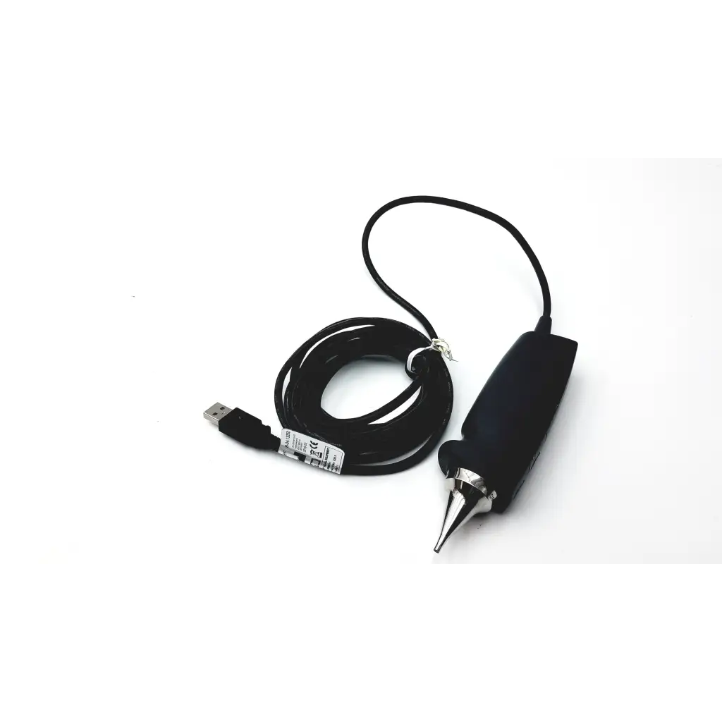 Black usb-powered engraving pen with metallic tip and ergonomic grip for video otoscope otocam 300 use