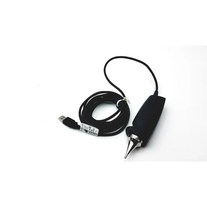 Black usb-powered engraving pen with metallic tip and ergonomic grip for video otoscope otocam 300 use