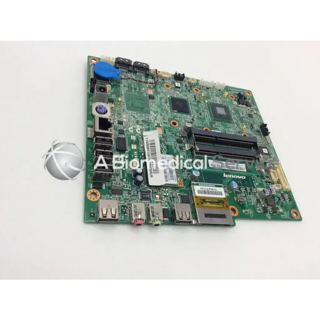 Vintage 1999 amibios 686 lenovo motherboard e230435 with green pcb black silver components and blue connector cap