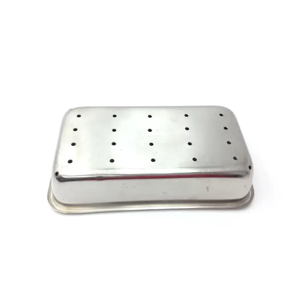 Vollrath stainless steel perforated instrument tray rectangular soap dish with evenly spaced steel perforated surface