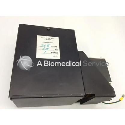 Black rectangular voltage dist assembly with white label showing 208 volts 60 hz 1 phase for phase bbcb1 use