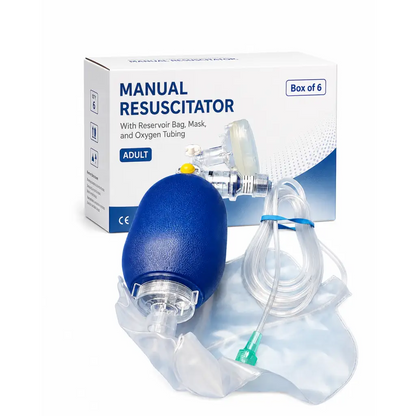 Blue vyaire airlife pediatric manual resuscitator with transparent tubing and yellow valve biomed certified pack of 6