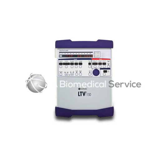 Purple and gray confusion ltvi150 portable medical monitor with digital display and control buttons for vyaire carefusion ventilator
