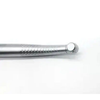 Silver metallic dental explorer with textured grip and rounded tip alongside wh adec synea ta 96l non optic dental handpiece