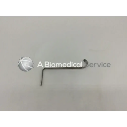 Silver metallic vertical retractor ad5-43 surgical instrument with curved handle and straight shaft by W Lorenz 01-0209