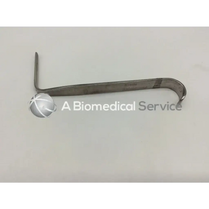 Silver w lorenz 01-0210 vertical retractor with curved l-shaped design and polished metal finish for surgical use